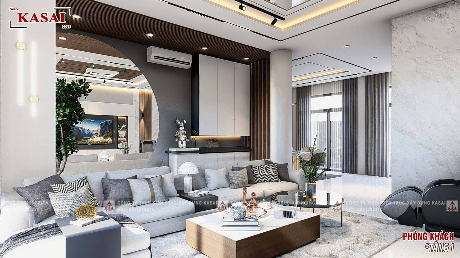 Phòng khách biệt thự hiện đại