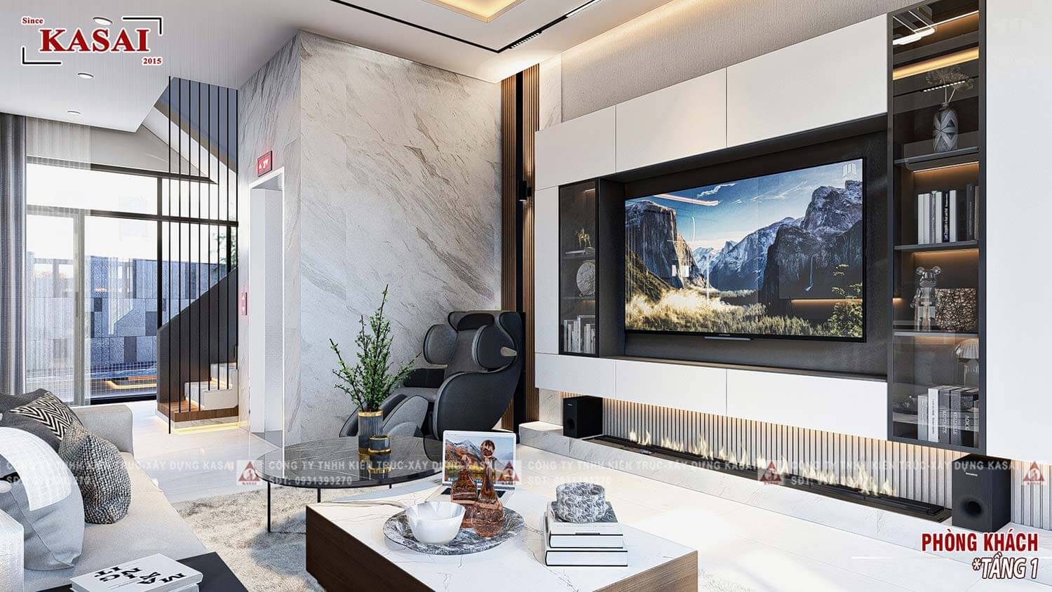 Phòng khách biệt thự hiện đại