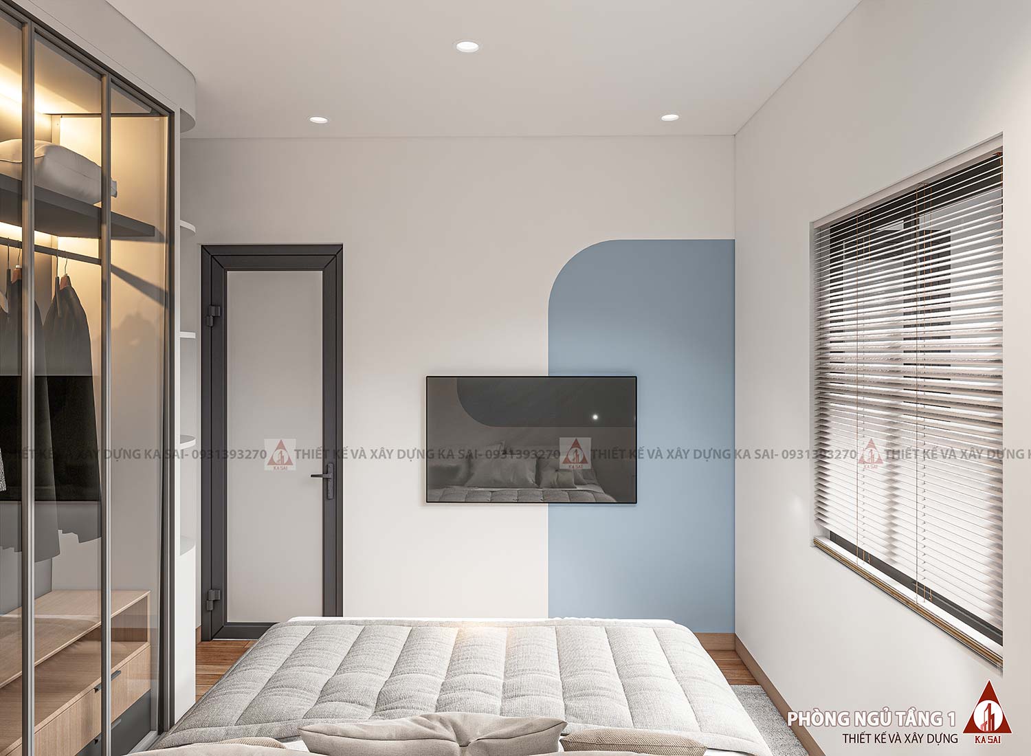 Phòng ngủ 1 mặt bằng nhà 6x16m đẹp