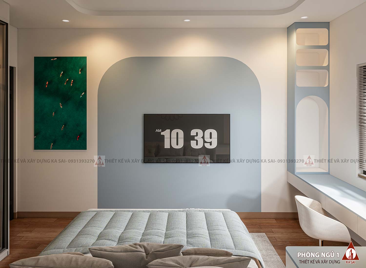 Phòng ngủ 1 mặt bằng nhà 6x16m đẹp