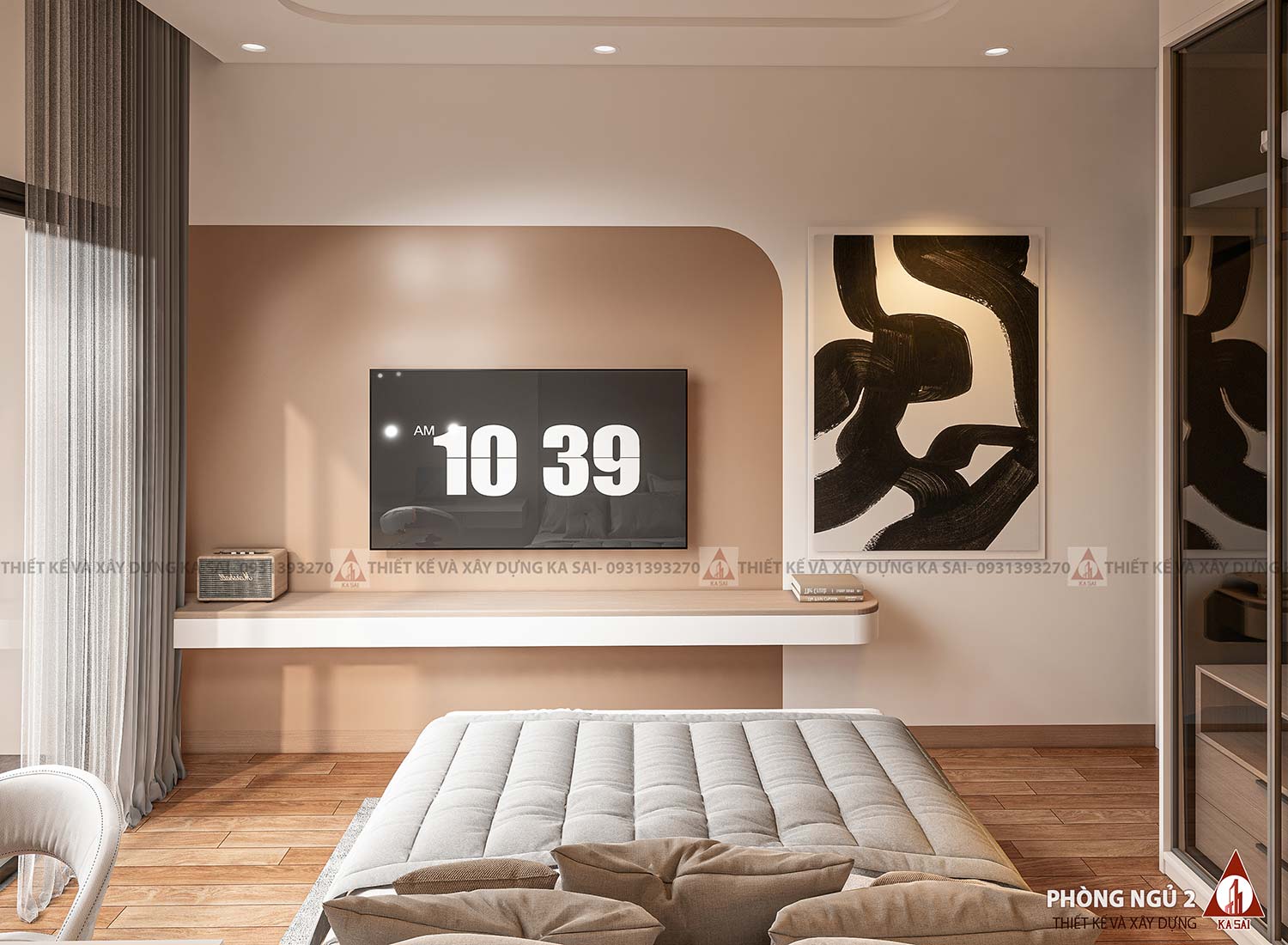 Phòng ngủ 2 mặt bằng nhà 6x16m đẹp