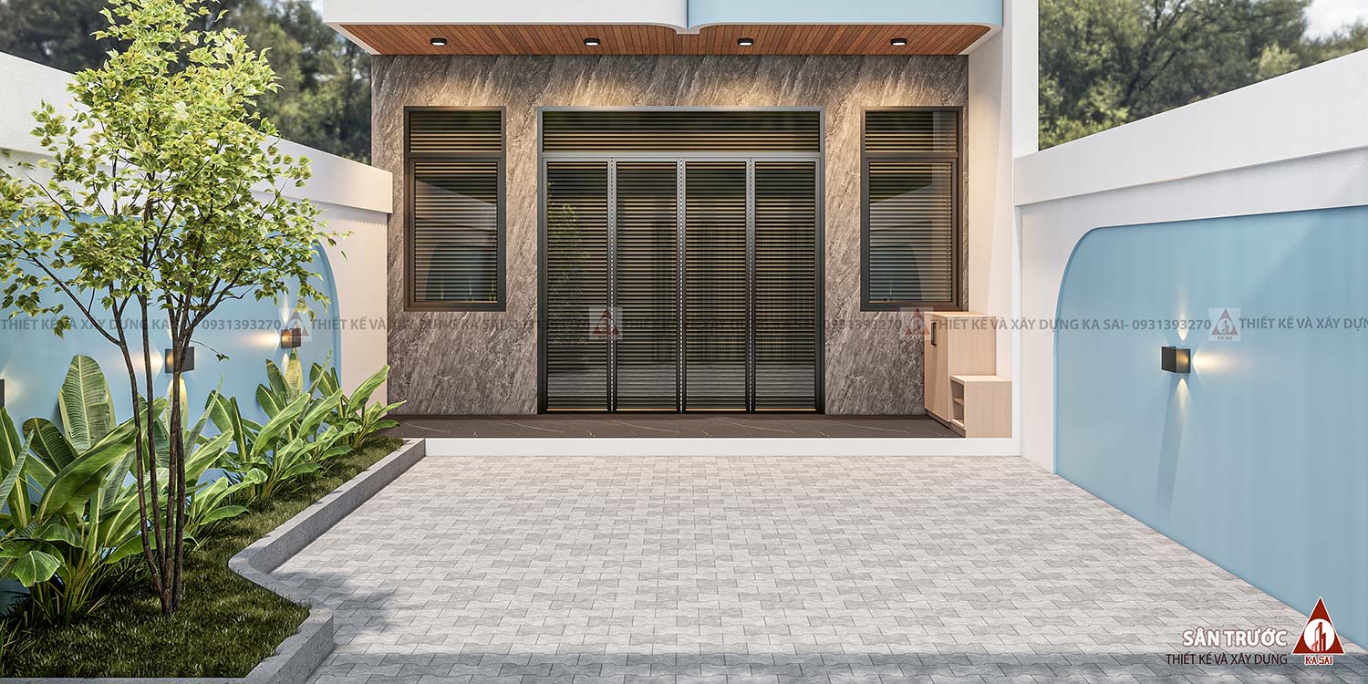 Sân trước mặt bằng nhà 6x16m đẹp