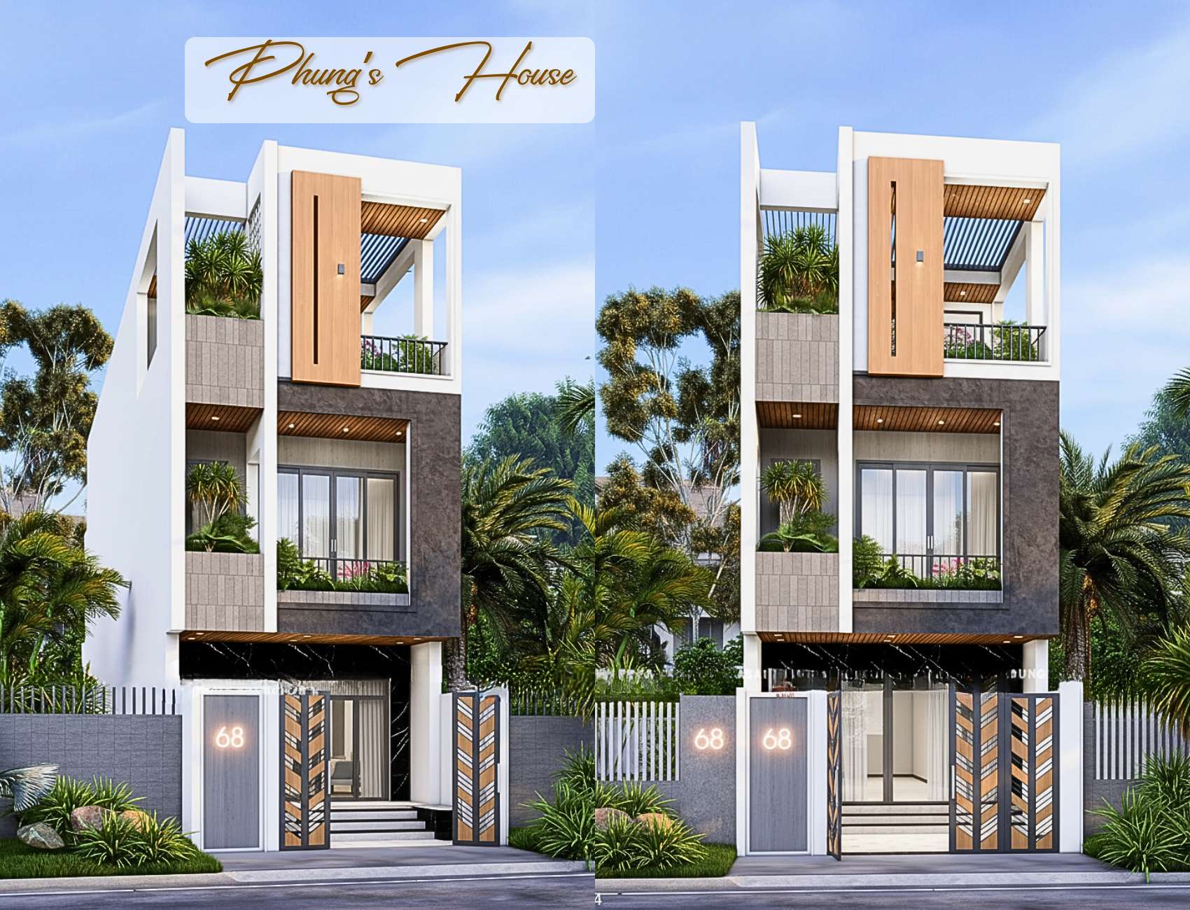 Thiết kế nhà 3 tầng 5x25m ở Quảng Ngãi sáng – xanh – thoáng đầy mê đắm