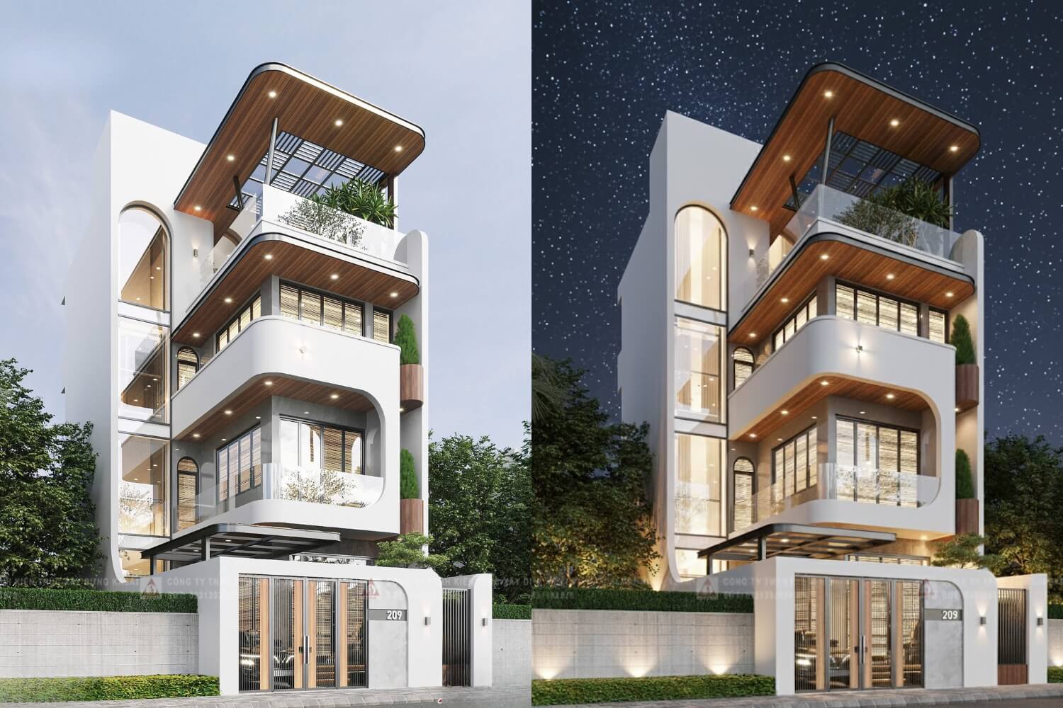 Thiết kế nhà ngang 7m dài 17m 4 tầng hiện đại càng ngắm càng mê