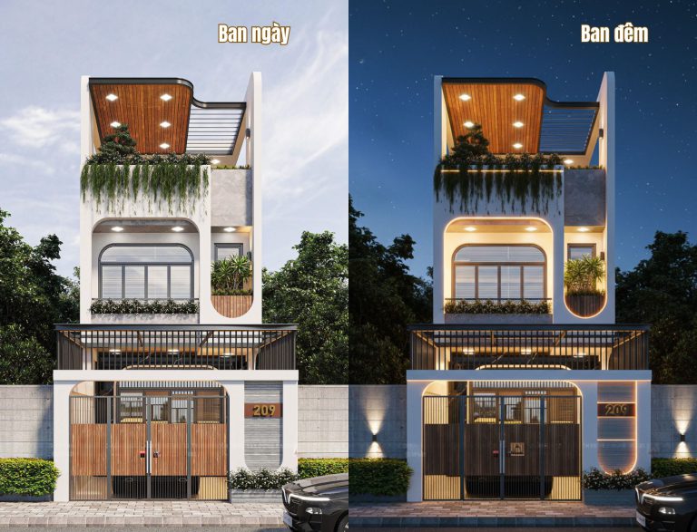 Thiết kế nhà ống 3 tầng có giếng trời diện tích 5x20m