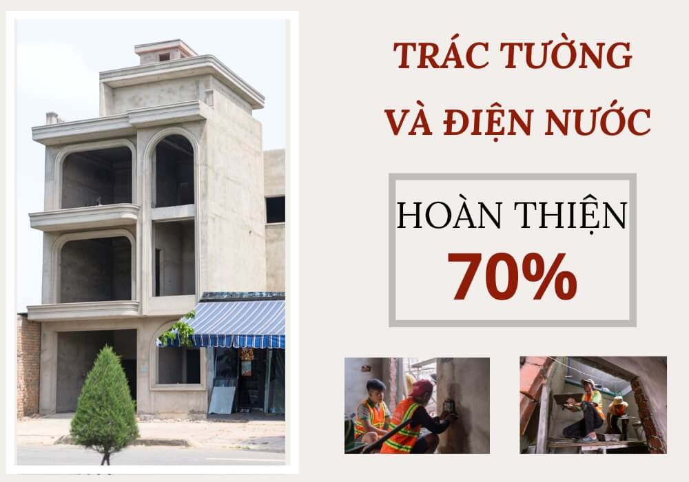 [Tiến độ thi công] 70% hoàn thiện trát tường và điện nước Huân’s House