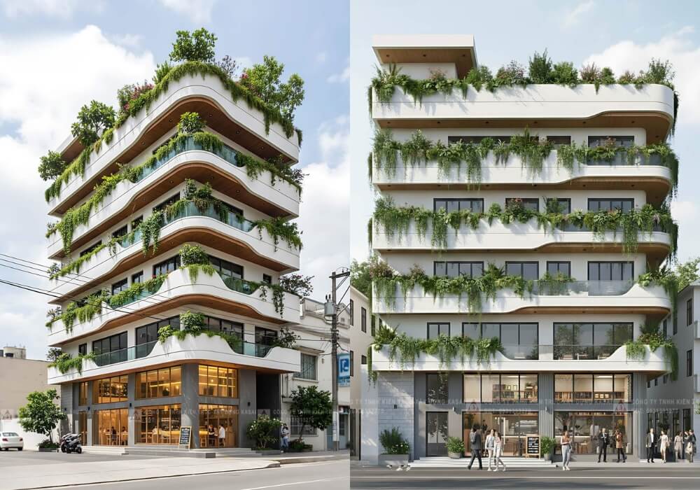 Nhà lô góc 2 mặt tiền kinh doanh với thiết kế xanh độc đáo