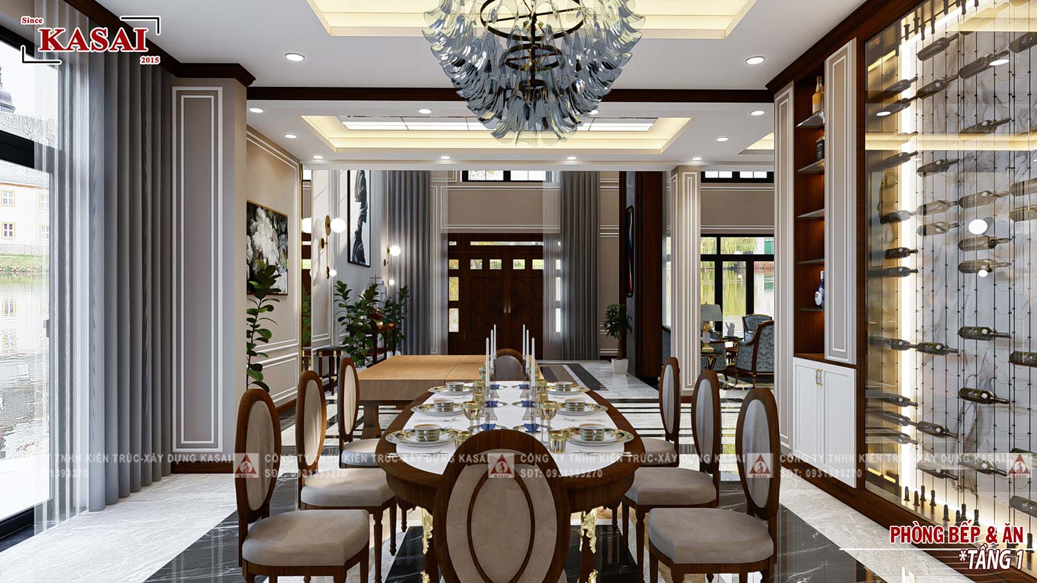 Phòng bếp biệt thự tân cổ điển 3 tầng 600m2