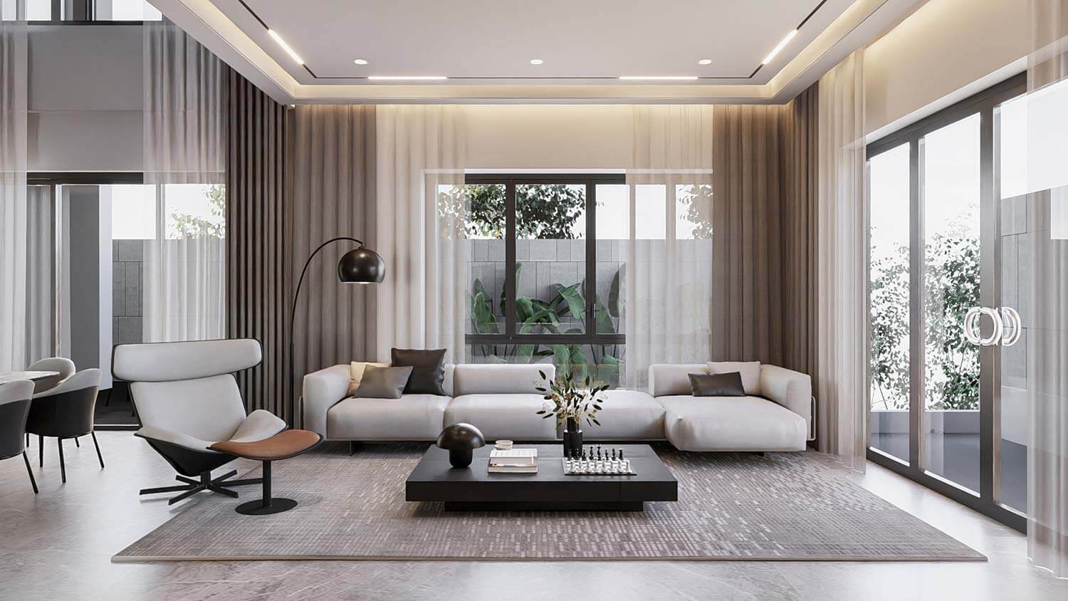 Phòng khách biệt thự mái Nhật 3 tầng đẹp