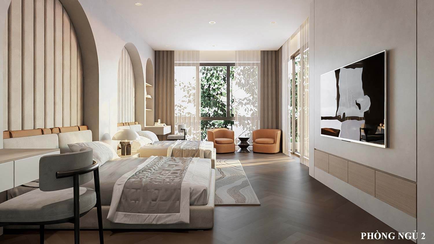 Phòng ngủ 2 biệt thự mái Nhật 3 tầng đẹp