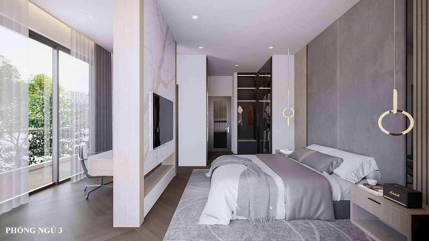 Phòng ngủ 3 biệt thự mái Nhật 3 tầng đẹp