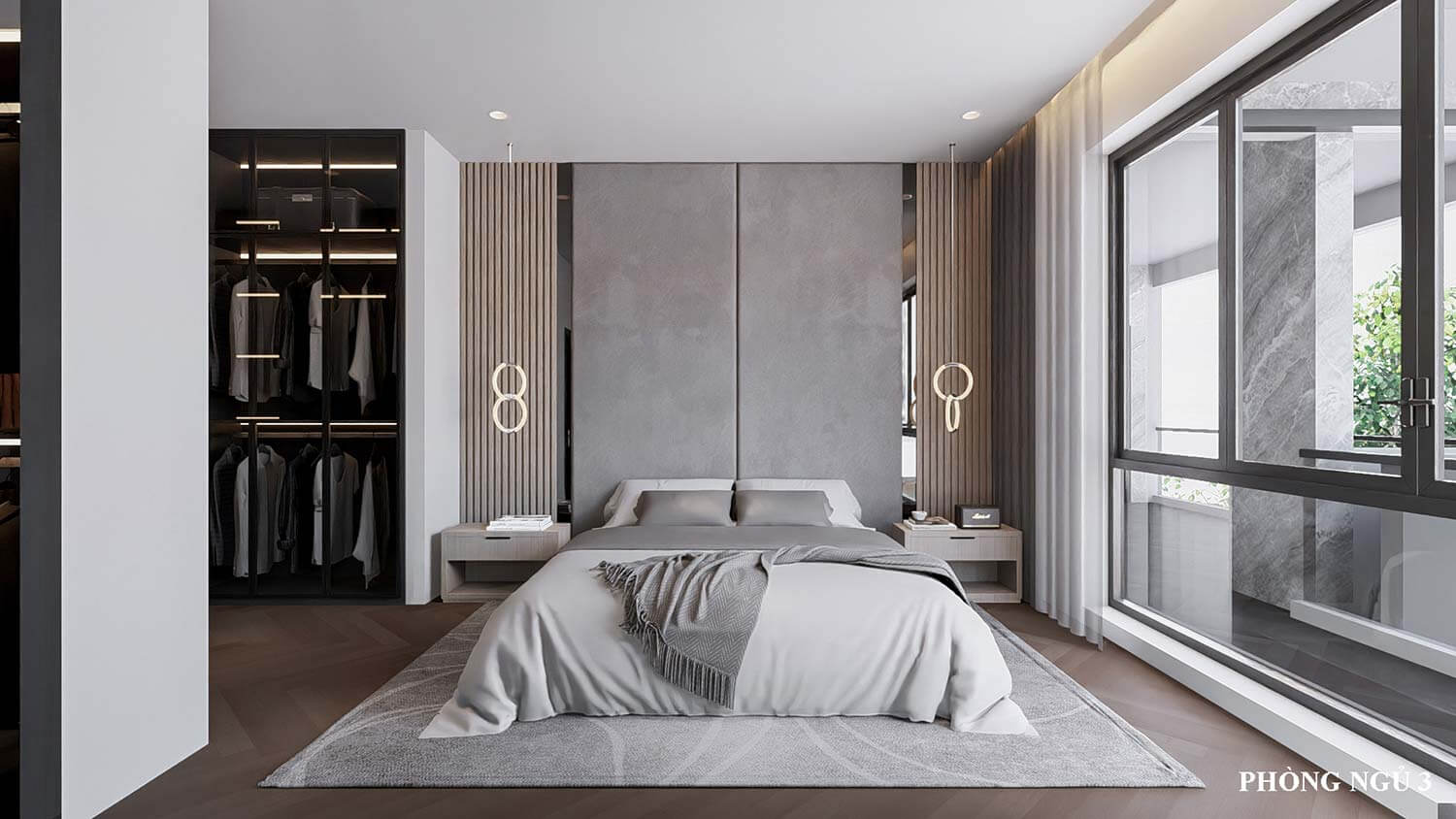 Phòng ngủ 3 biệt thự mái Nhật 3 tầng đẹp