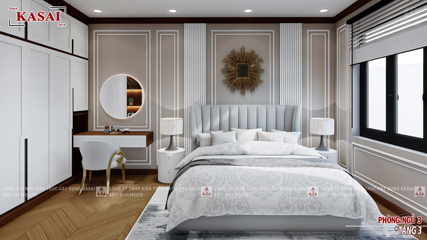 Phòng ngủ 3 biệt thự tân cổ điển 3 tầng 600m2