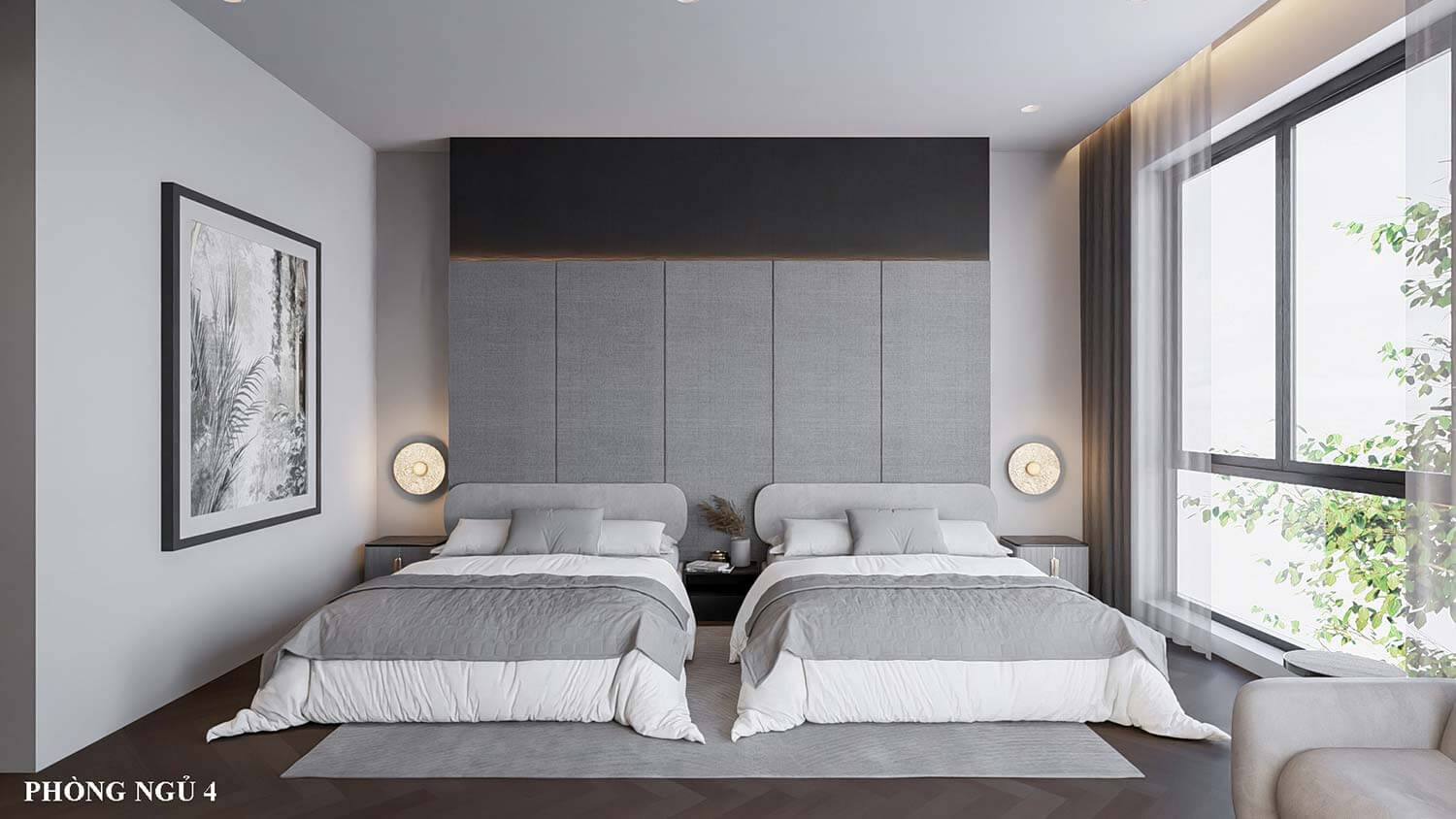Phòng ngủ 4 biệt thự mái Nhật 3 tầng đẹp