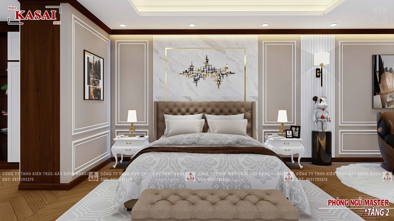 Phòng ngủ master biệt thự tân cổ điển 3 tầng 600m2