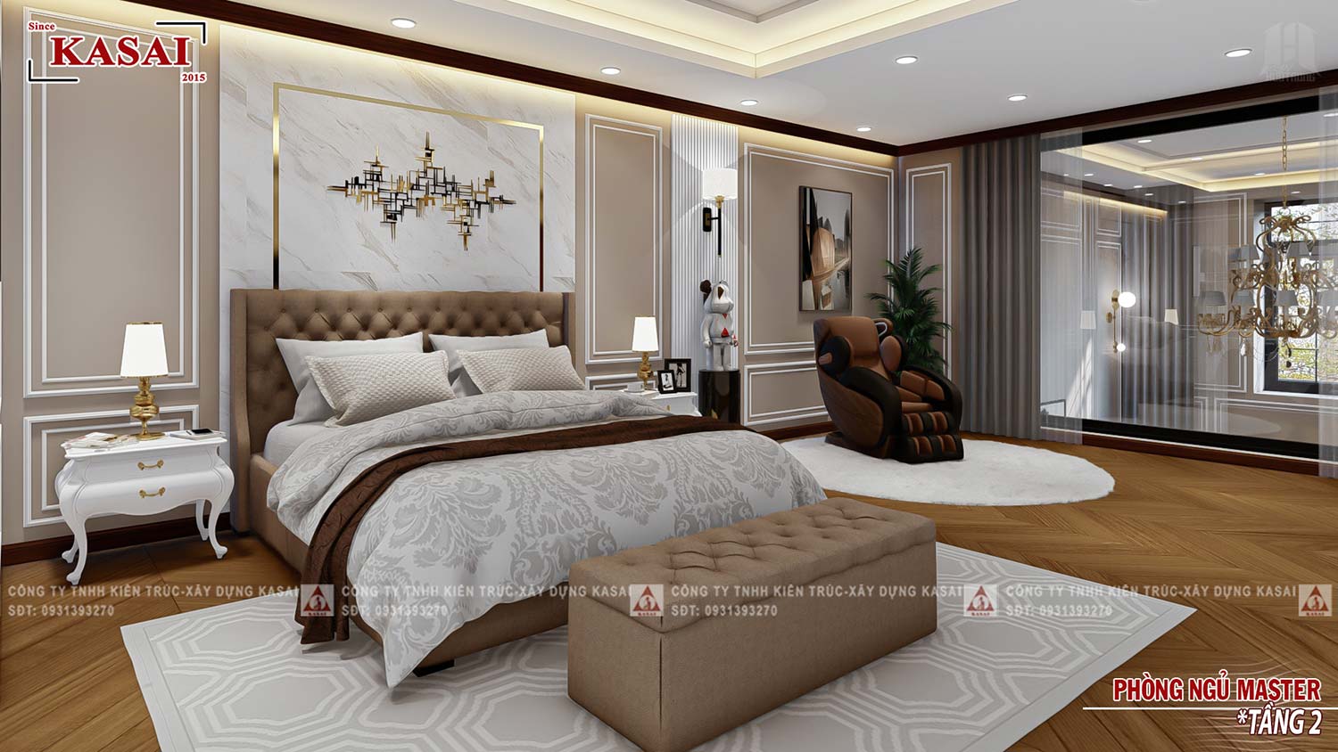 Phòng ngủ master biệt thự tân cổ điển 3 tầng 600m2