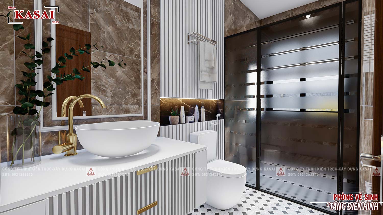 Phòng WC biệt thự tân cổ điển 3 tầng 600m2