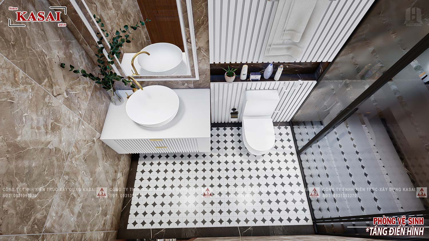 Phòng WC biệt thự tân cổ điển 3 tầng 600m2