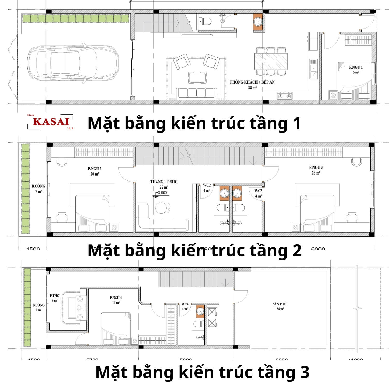 Bản vẽ thiết kế nhà phố 3 tầng Vinh's House