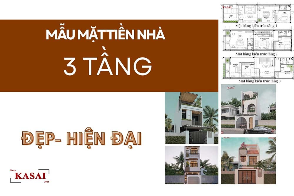 Mẫu mặt tiền nhà ống 3 tầng hiện đại