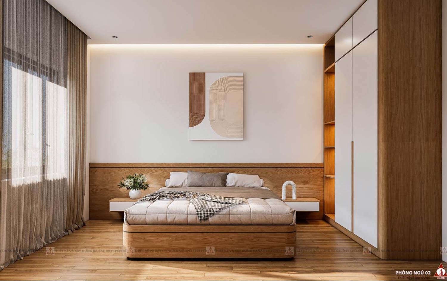 Phòng ngủ 2 nhà phố 3 tầng tràn ngập ánh sáng