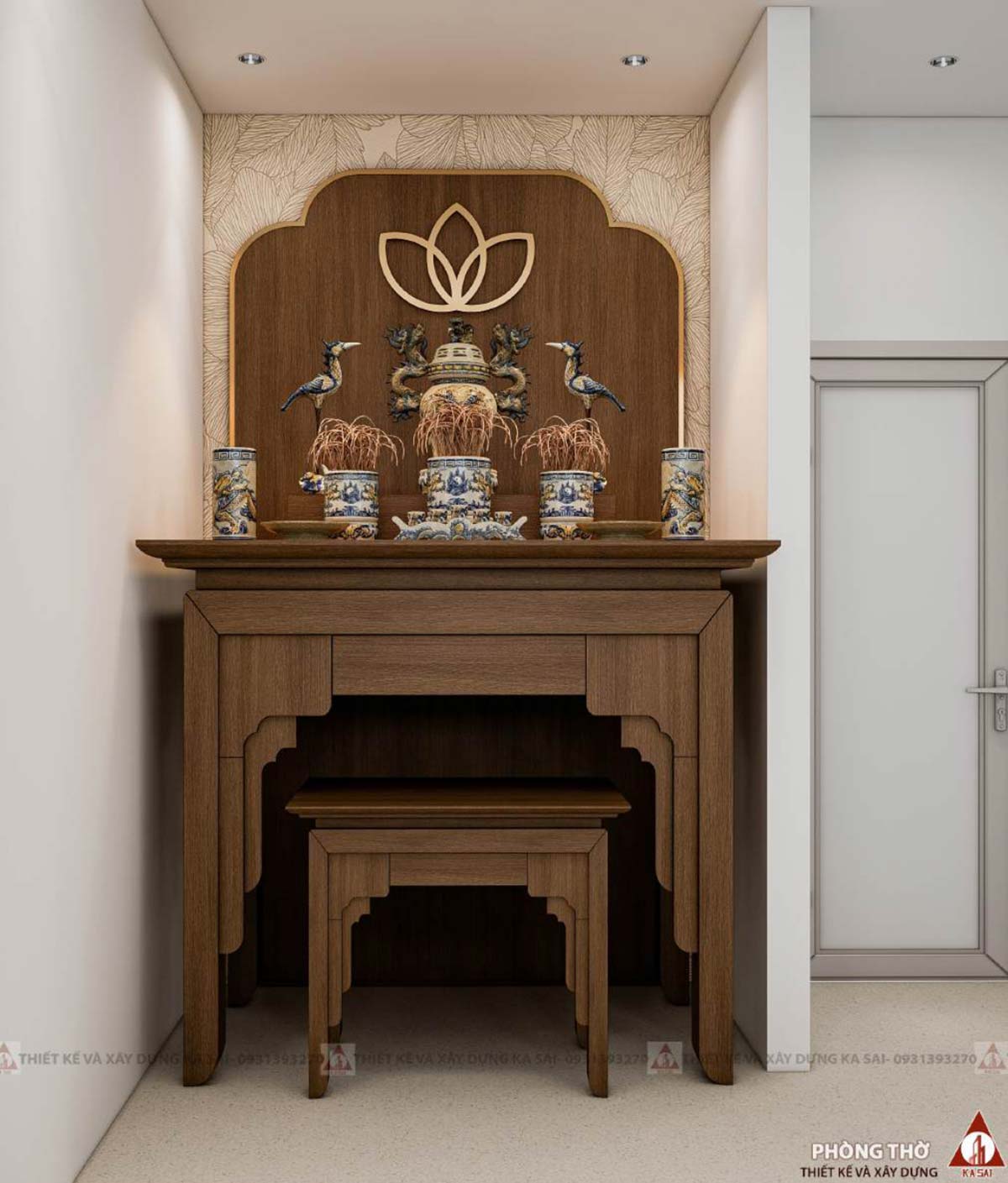 Phòng thờ nhà phố 3 tầng tràn ngập ánh sáng