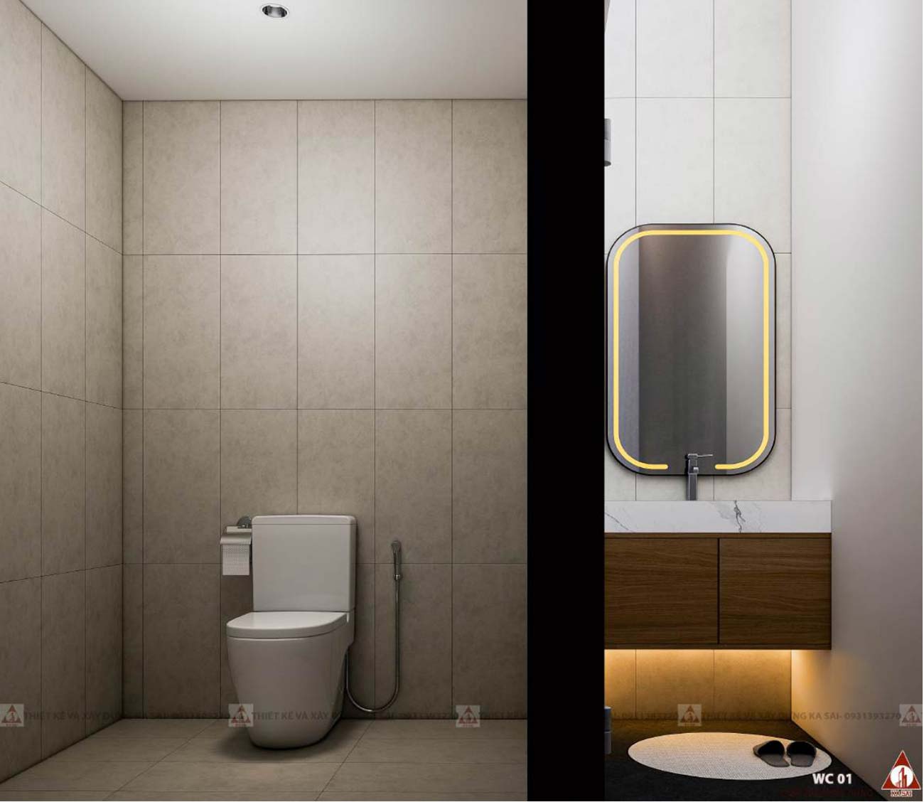 Phòng WC nhà phố 3 tầng tràn ngập ánh sáng