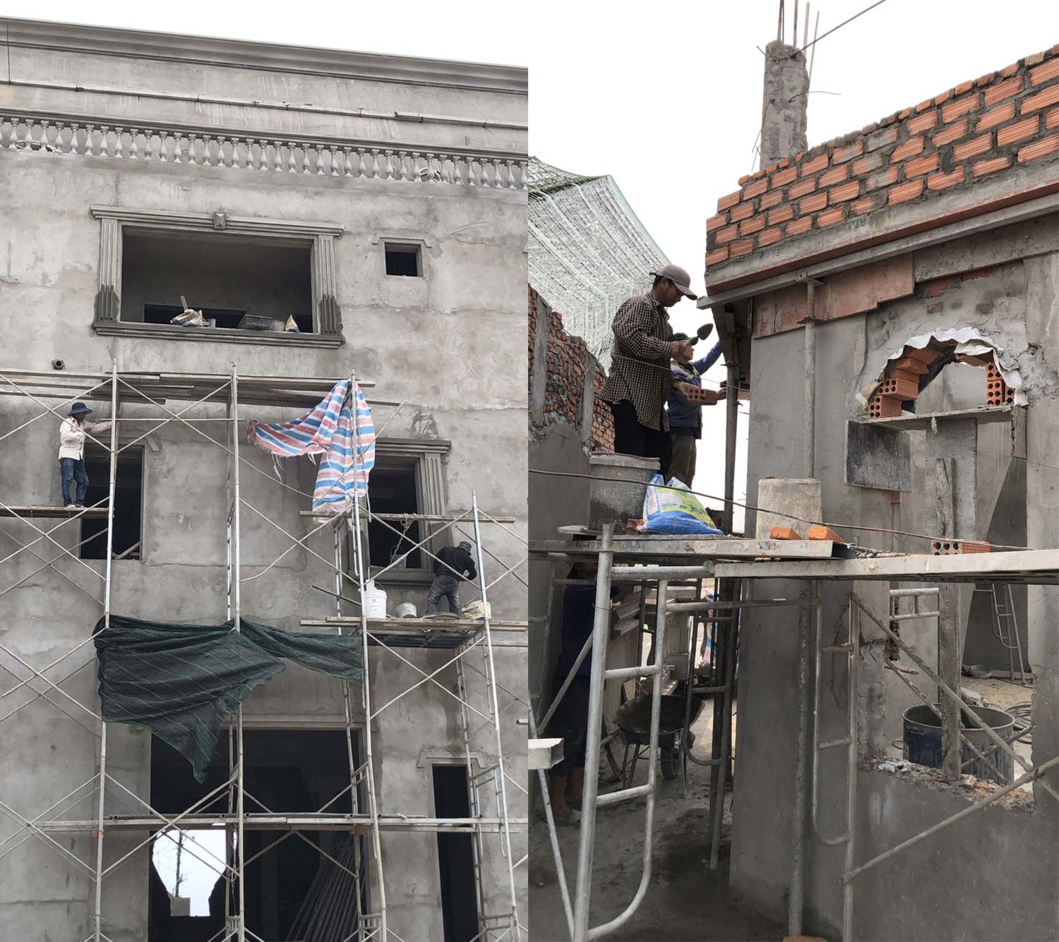 Thi công phào chỉ xi măng