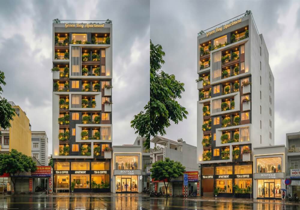 Thiết kế căn hộ 12 tầng xanh mát nổi bật giữa phố