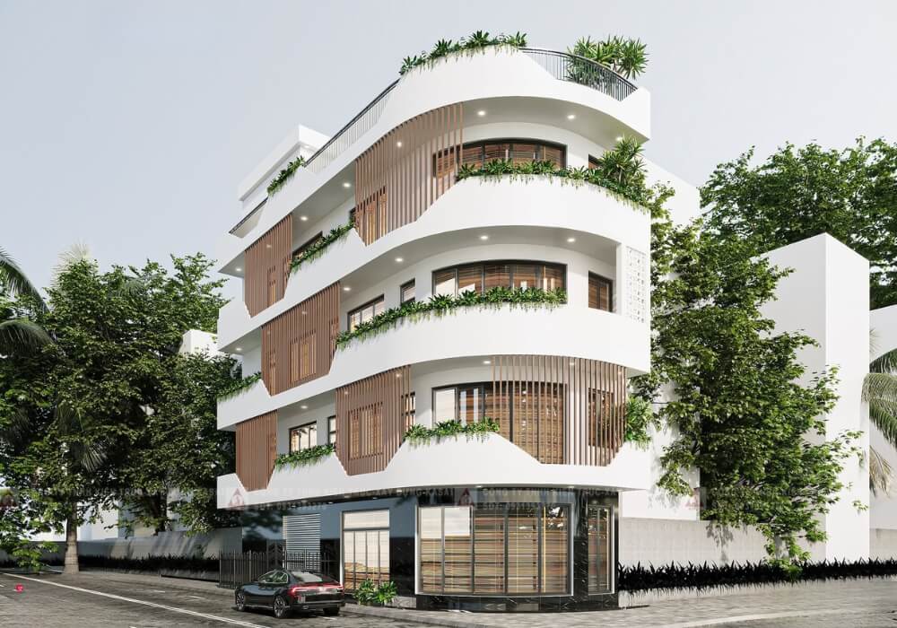 Căn hộ góc phố – Sự giao thoa giữa đường cong và mảng xanh