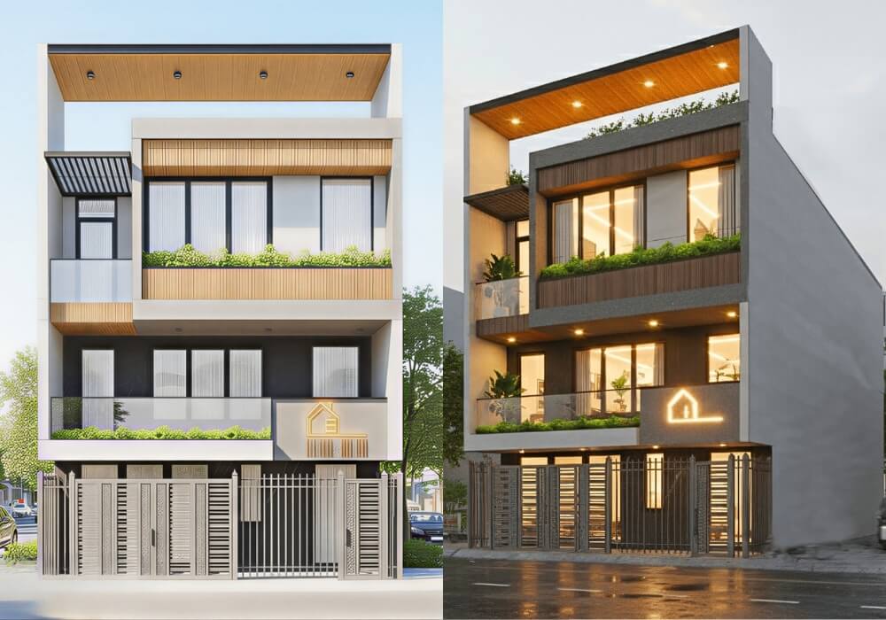 Thiết kế nhà ở kết hợp căn hộ 3 tầng không gian cực hợp lý