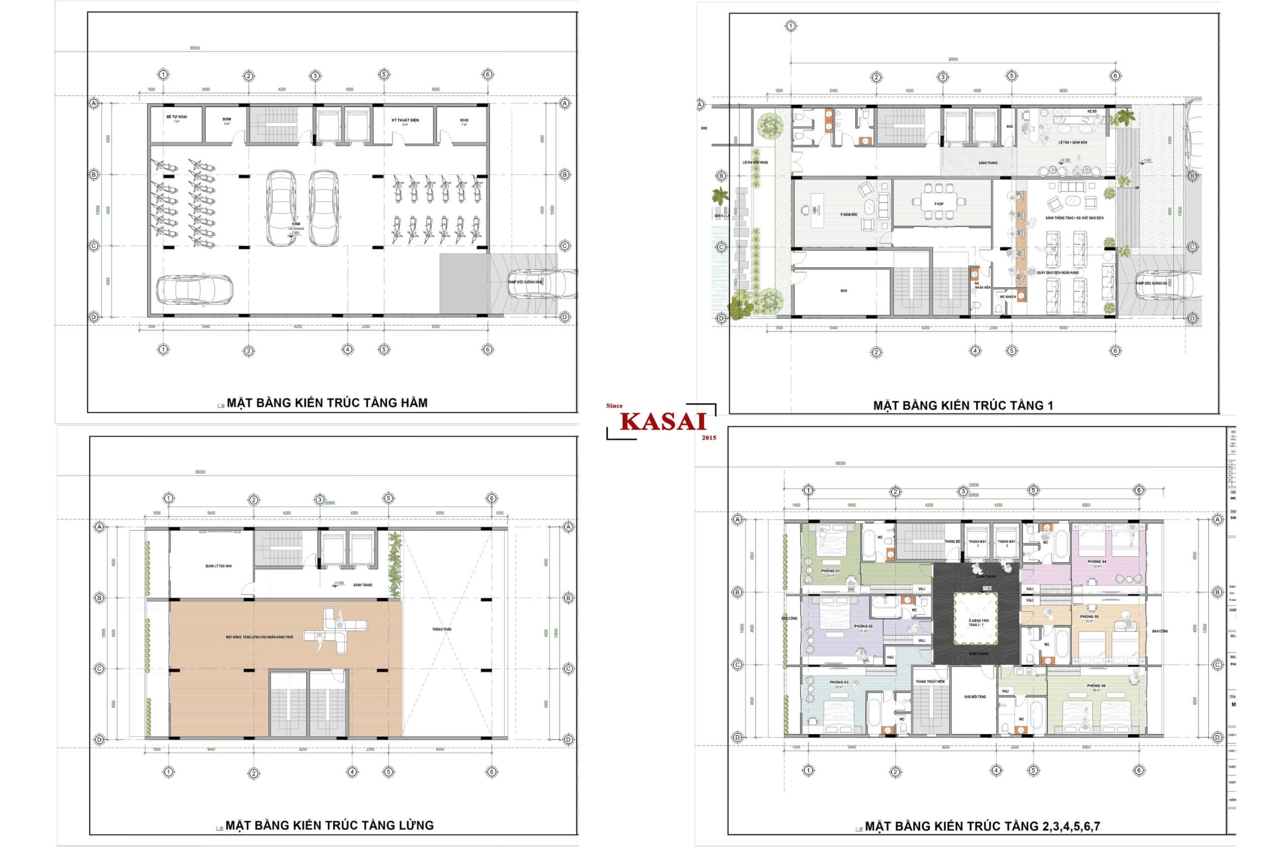 Bản vẽ thiết kế khách sạn 7 tầng