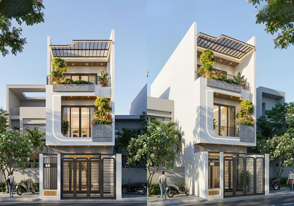 Nhà 5×25 4 phòng ngủ hiện đại tối giản mà đầy thu hút