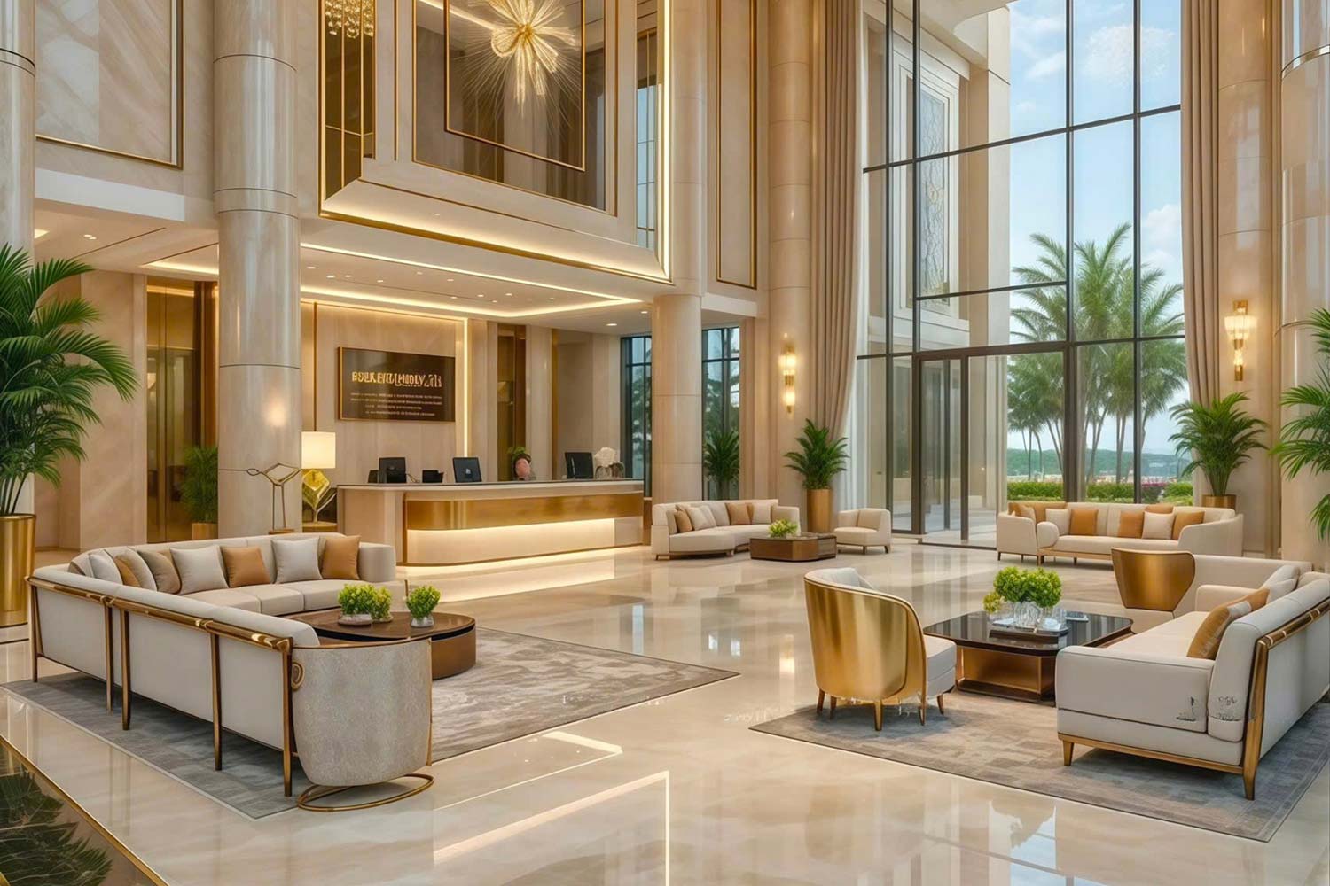 Khu vực lễ tân thiết kế khách sạn đẹp