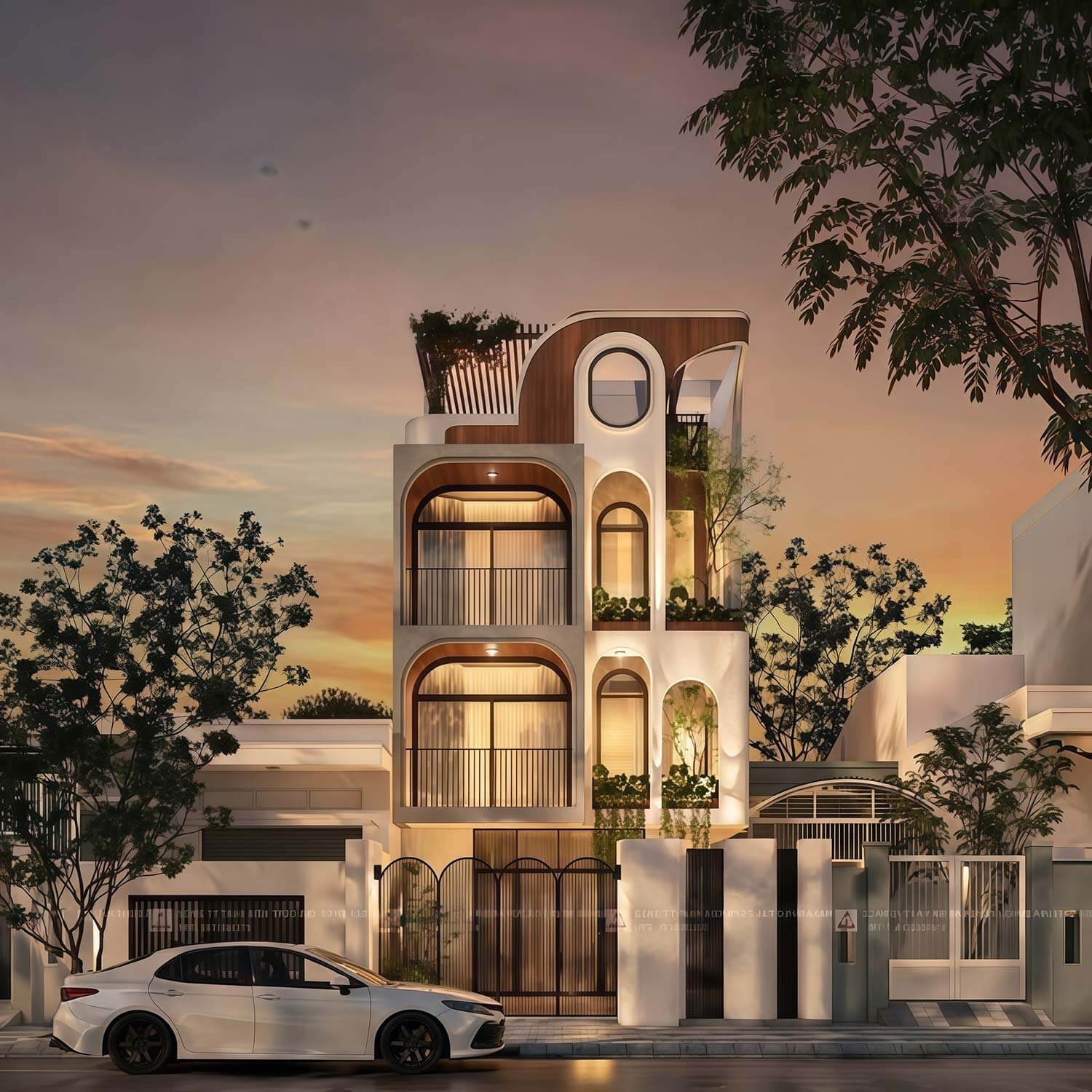 Mẫu nhà 6x20 4 tầng