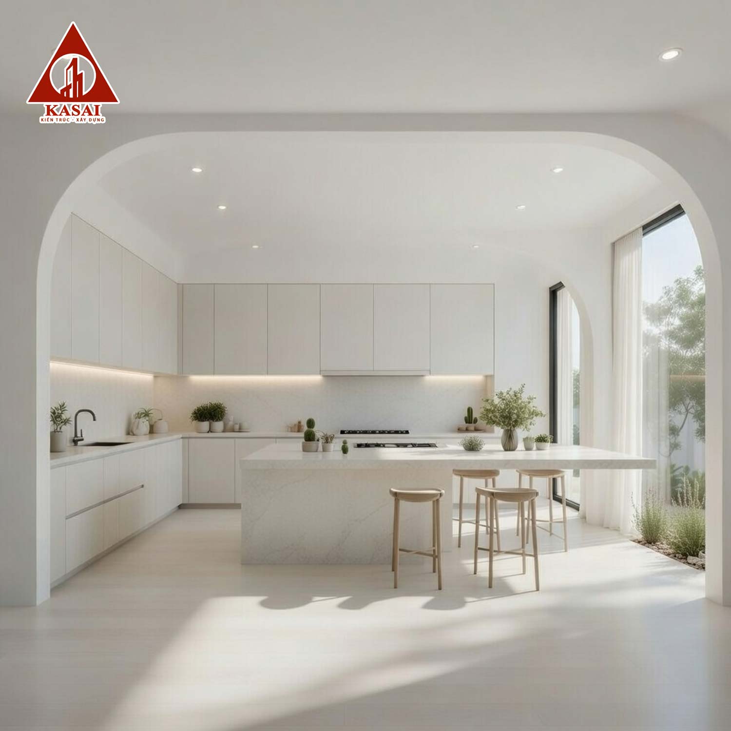 Phòng bếp mẫu nhà 6x20 4 tầng