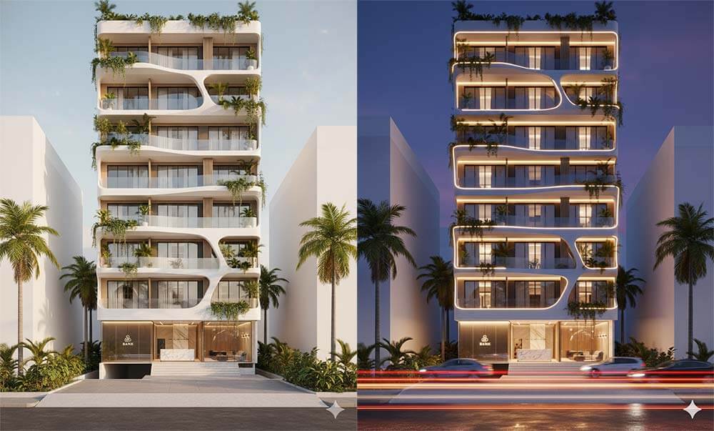 Thiết kế khách sạn 7 tầng mặt tiền độc đáo khác biệt giữa phố