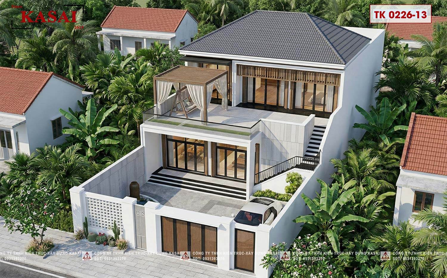 Biệt thự mái Nhật 11mx17m 2 tầng