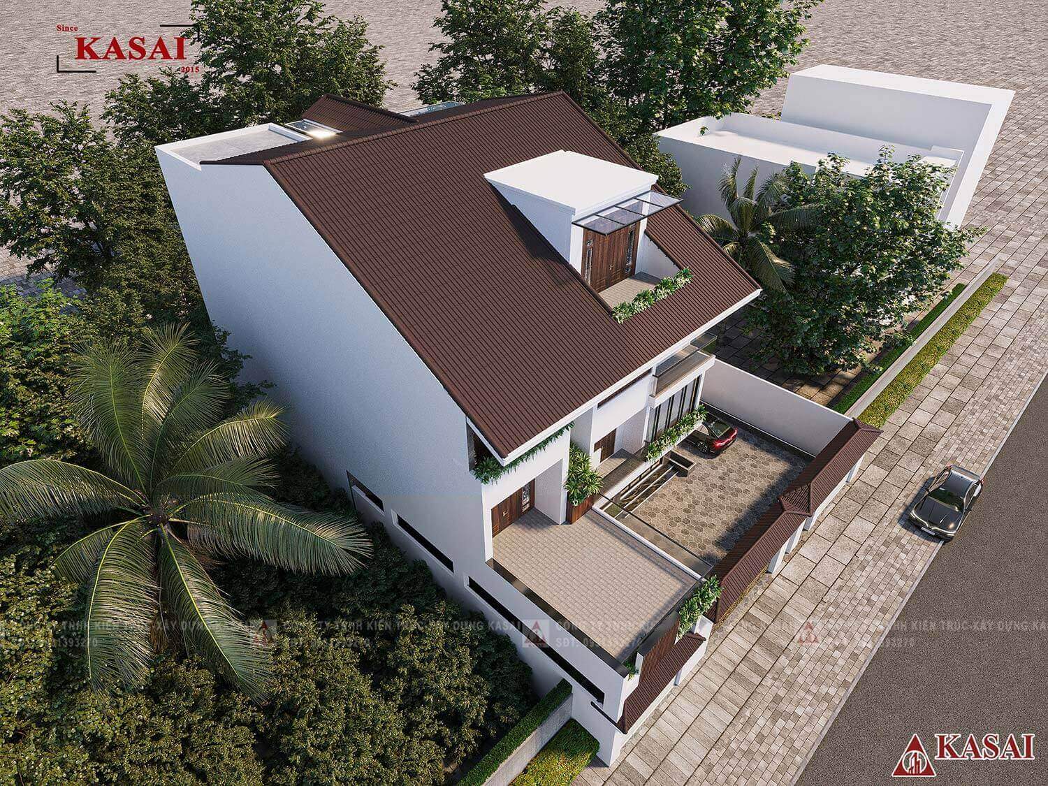 Biệt thự mái Nhật tone màu lạ