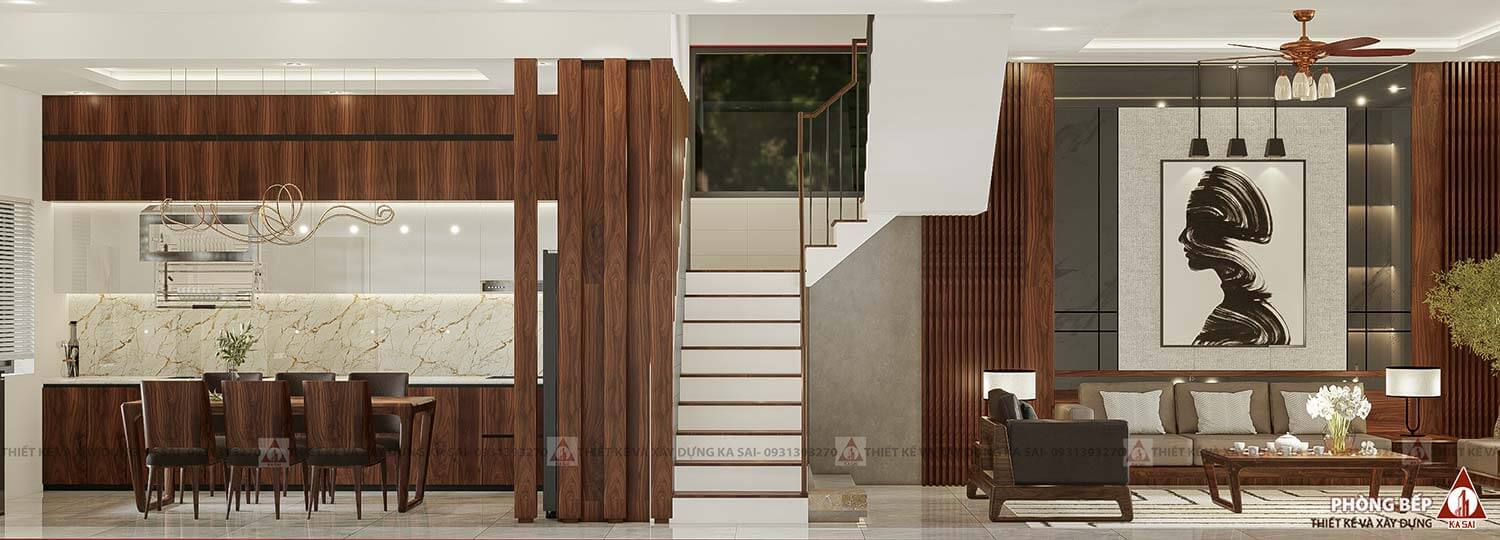 Phòng bếp biệt thự mái Nhật 11mx17m 2 tầng