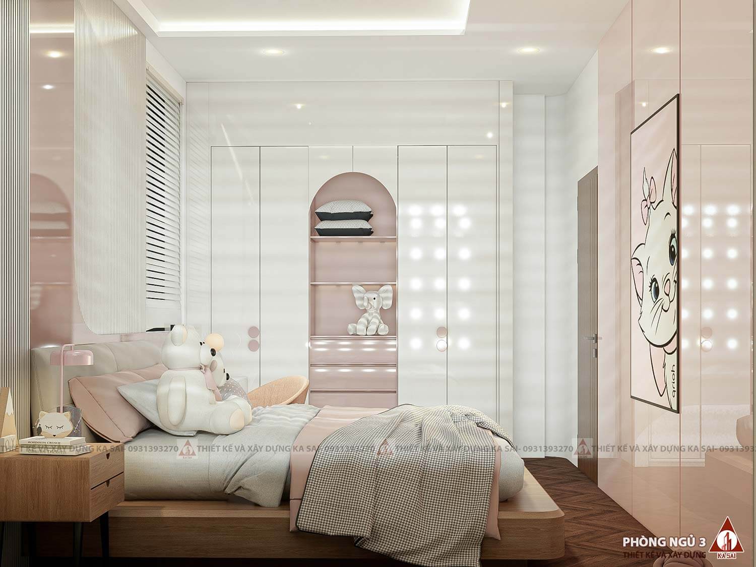 Phòng ngủ 3 biệt thự mái Nhật 11mx17m 2 tầng