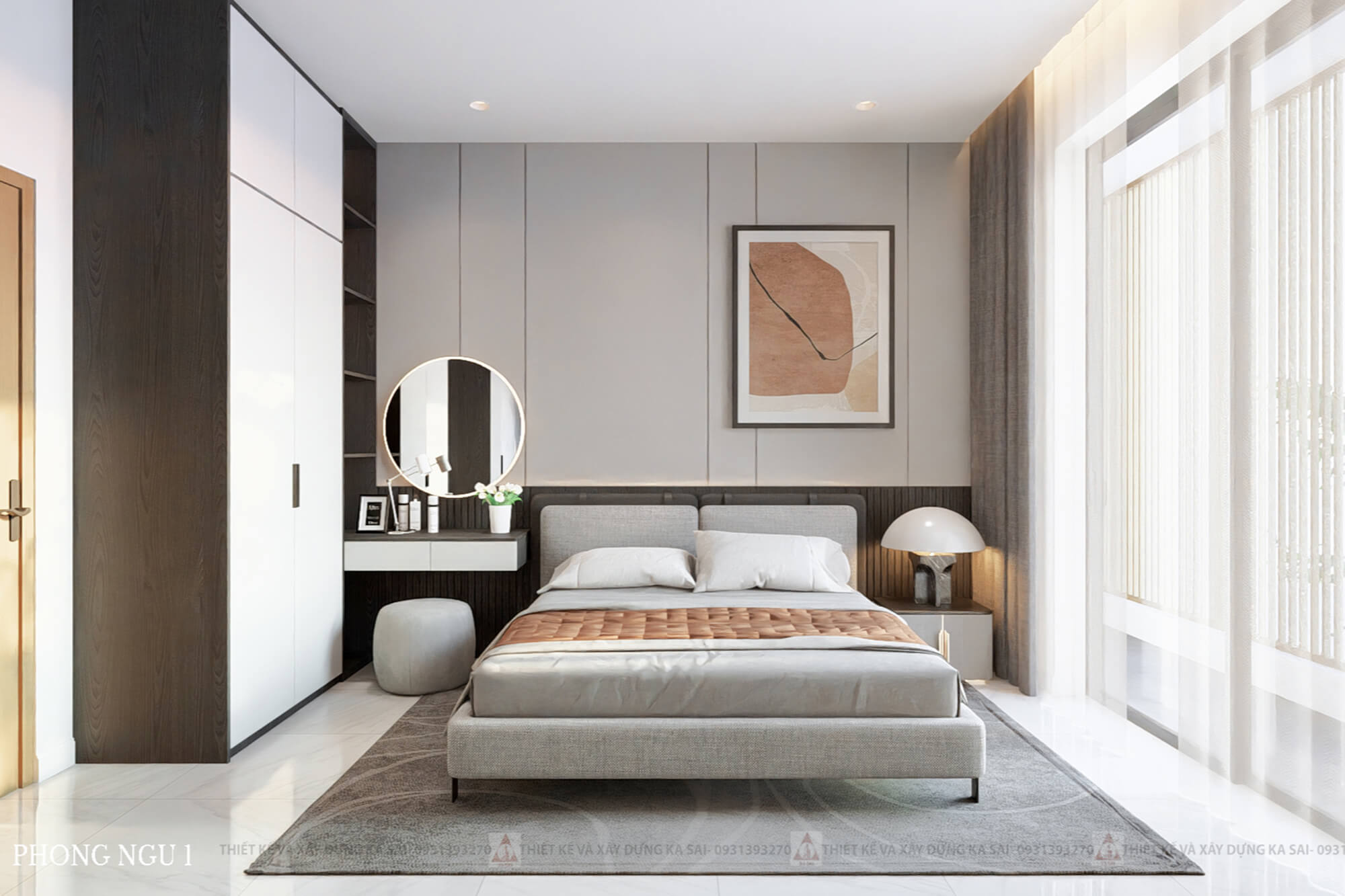 Phòng ngủ biệt thự mái Nhật tone màu lạ