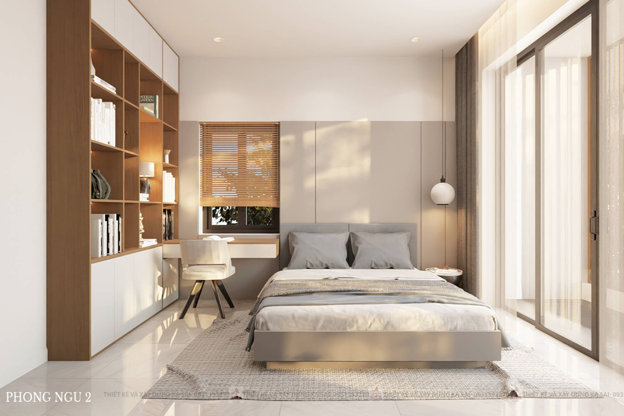 Phòng ngủ biệt thự mái Nhật tone màu lạ