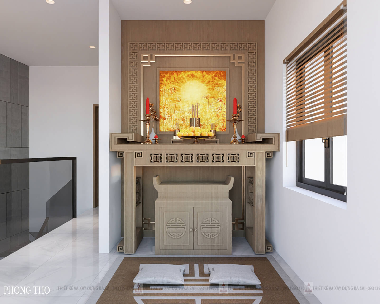 Phòng thờ biệt thự mái Nhật tone màu lạ