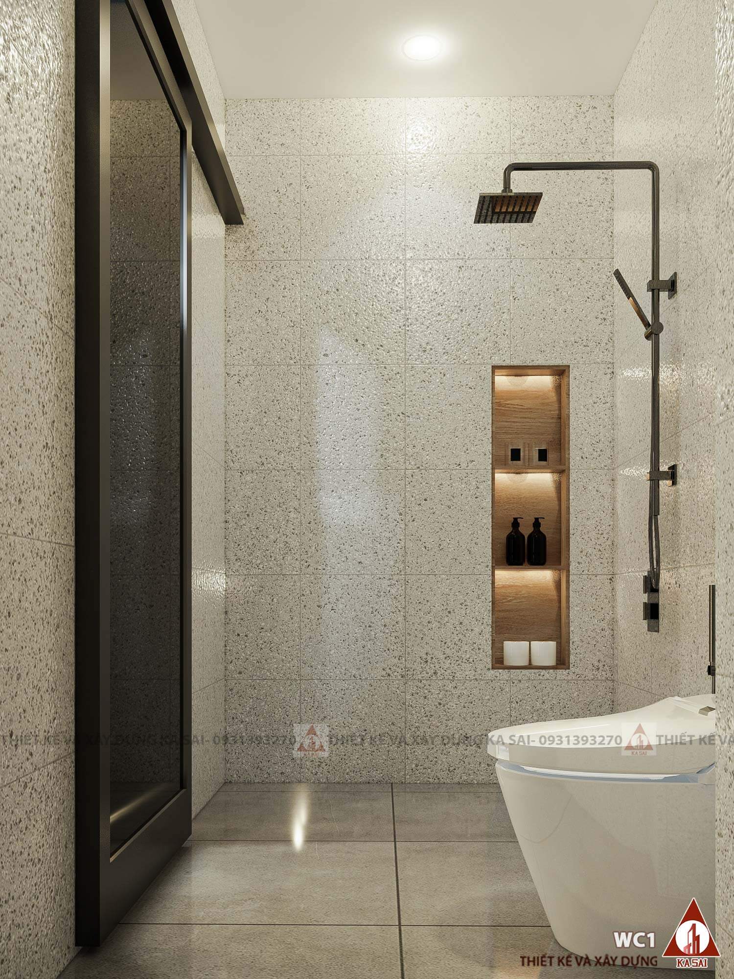 Phòng WC biệt thự mái Nhật 11mx17m 2 tầng