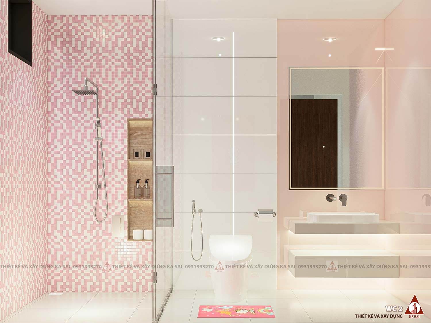 Phòng WC biệt thự mái Nhật 11mx17m 2 tầng