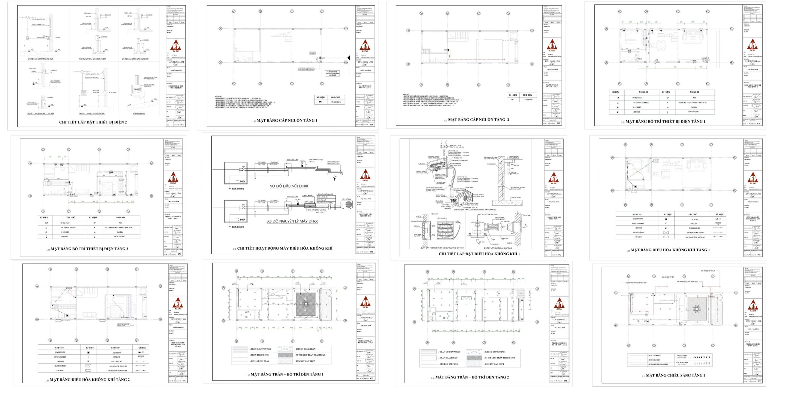 Bản vẽ điện nước nhà 2 tầng