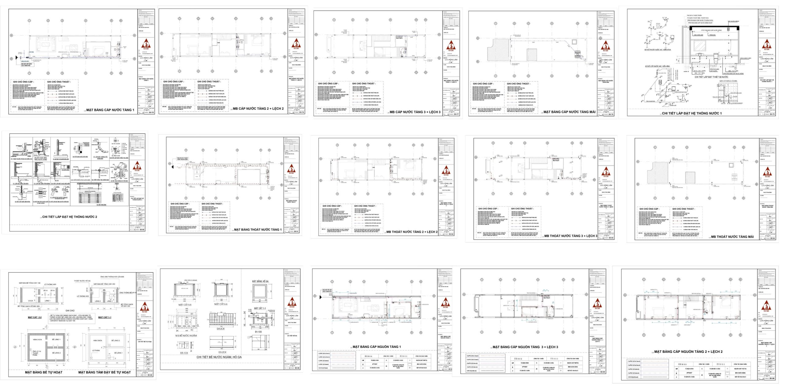 Bản vẽ điện nước nhà 3 tầng
