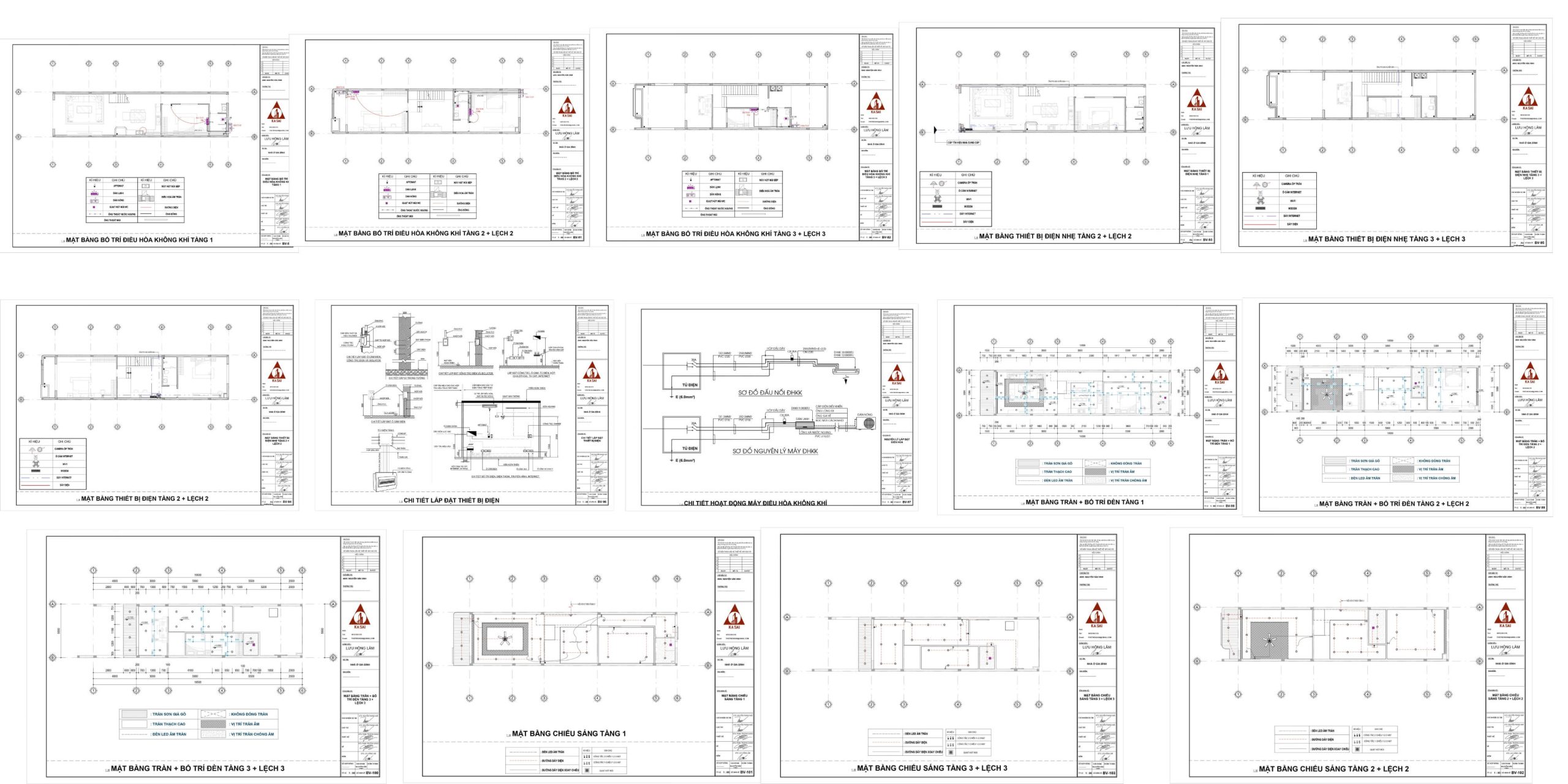 Bản vẽ điện nước nhà 3 tầng