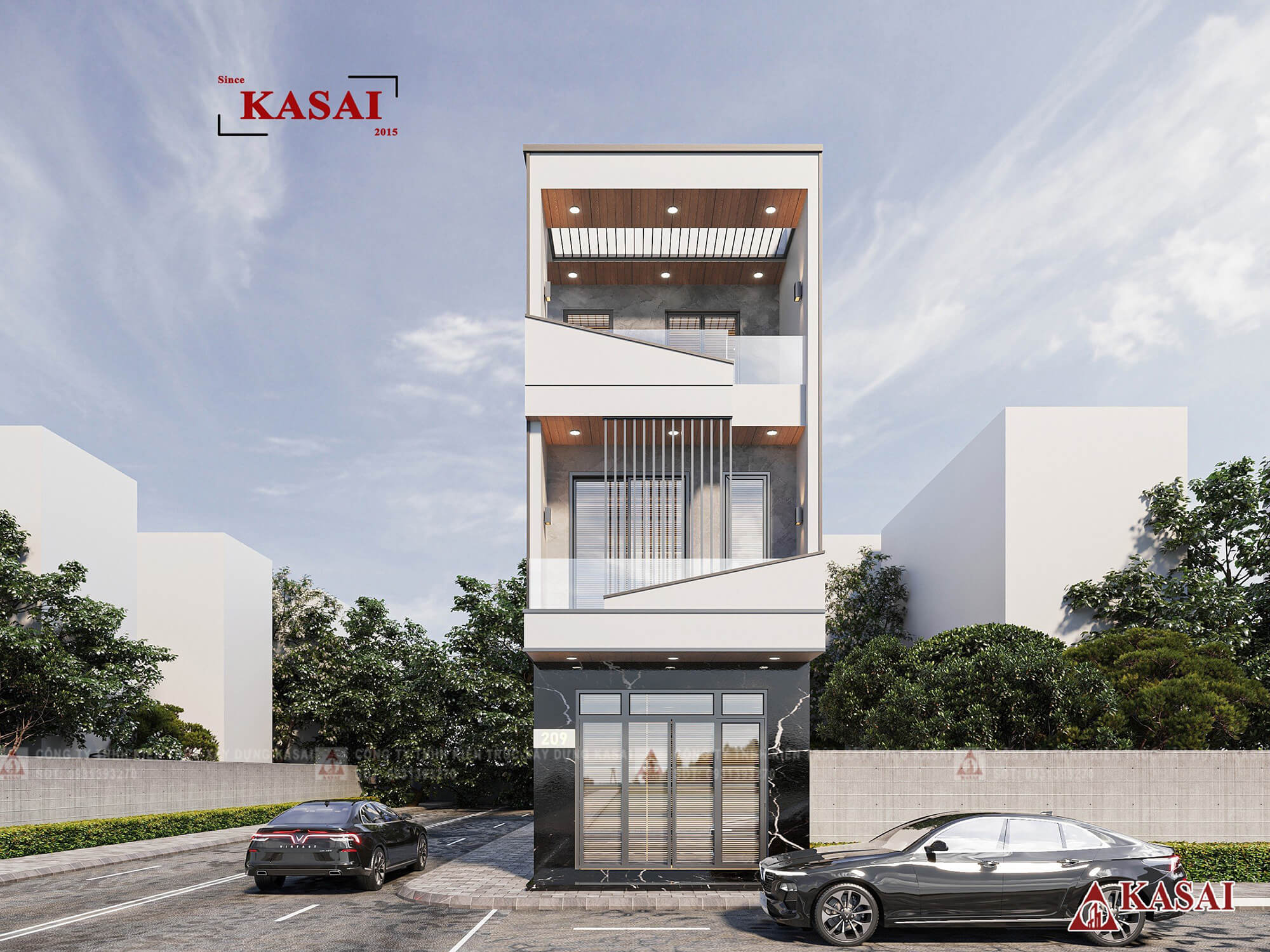 Mẫu nhà ống 3 tầng 80m2 tối giản